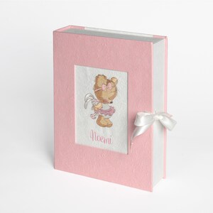Scatola personalizzata rosa con carta ricamata rosa per contenere album (SENZA ALBUM)