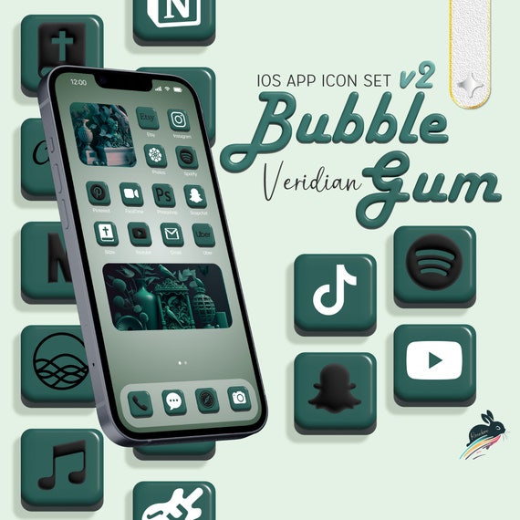 Bubble Gum V2 Veridian (silver) Ios Icon Set, 480 Icons, 122