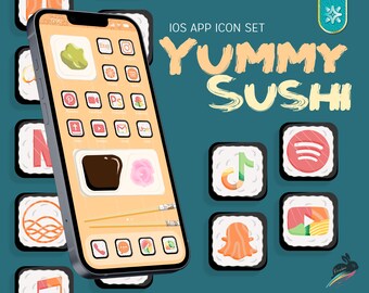 Yummy Sushi (Platinum) iPhone Icon Set, 400 + Icons with Aesthetic Wallpapers and Widgets, Cute High Quality app icons