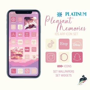 Pleasant Memories (Platinum) iOS Icon Set, 800 + Icons with Free Wallpapers and Widgets, Handmade High Quality Anime Art iOS 16 app icon set