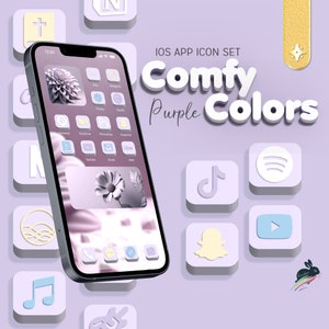 Comfy Colors Lila (Gold) 3D iOS Icon Set, 600 + Icons, 154 Icons in 4 ästhetischen Icon Farben, Ästhetische Handgezeichnete Hochwertige iOS Icons