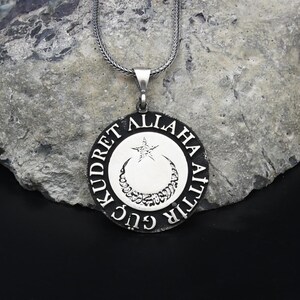 Mond und Stern Halskette, Halbmond und Stern Silber Halskette, 925 Sterling Silber Halskette, Vintage Halskette, handgemachte Halskette