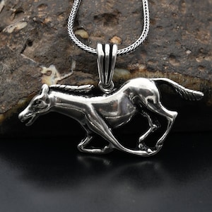 Horse Silver Necklace, Horse Charm With Chain, 925 Sterling Silver Necklace, Handmade Necklace, Birthday Gift