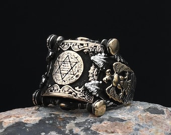 Star of David Ring, Talisman Ring, Solomon Seal Silver Ring, Turkish Handmade Silver Ring, 925 Sterling Silver Ring, Selcuk Eagle Ring