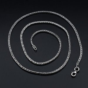 2MM Foxtail Chain Necklace For Men, 925 Sterling Silver Foxtail Chain, Handmade Foxtail Chain, Oxidized chain, Birthday Gift