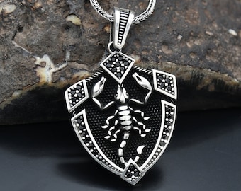 Scorpio Handmade Silver Necklace, Scorpion Figure, 925 Sterling