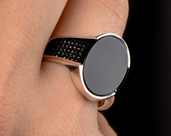 Black Onyx Mens Ring, 925 Sterling Silver Ring, Ottoman Mens Ring, Turkish Ring, Unique Mens Jewelry, Classic Silver Ring, Gift For Him