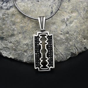 Razor Blade Necklace, Razor Blade Necklace, Blade Design,925 Sterling Silver Necklace, Handmade Necklace, Gift for Him