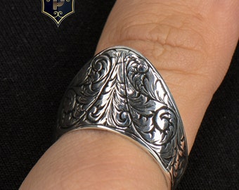 Anillo de hombre pulgar moderno, anillo de pulgar arquero, anillo hecho a mano para hombre, anillo de plata de ley 925, regalo para novio, anillo grabado para hombre