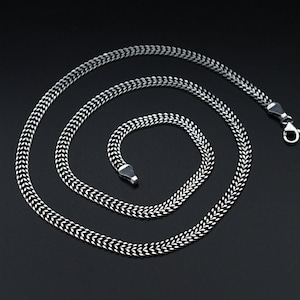 4MM Foxtail Chain Necklace For Men, 925 Sterling Silver Foxtail Chain, Handmade Foxtail Chain, Oxidized chain, Birthday Gift