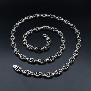 8MM Anchor Silver Chain Necklace, 925 Sterling Silver Chain, Handmade Anchor Necklace, Cable Silver Chain, Oxidized chain, Birthday Gift