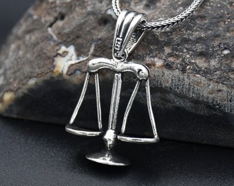 Libra Silver Necklace, Zodiac Necklace, 925 Sterling Silver Necklace, Libra Charm With Chain Necklace, Handmade Necklace, Birthday Gift