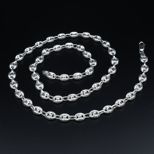 8 MM Coffee Bean Chain Silver Necklace, 925 Sterling Silver Chain, Handmade Coffee Chain, Birthday Gift
