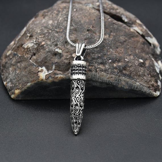 925 Sterling Silver Necklace, Bullet Silver Necklace, Bullet Charm With  Chain Necklace, Army Necklace, Handmade Turkish Necklace