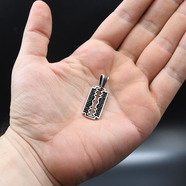 Razor Blade Necklace, Razor Blade Necklace, Blade Design,925 Sterling ...