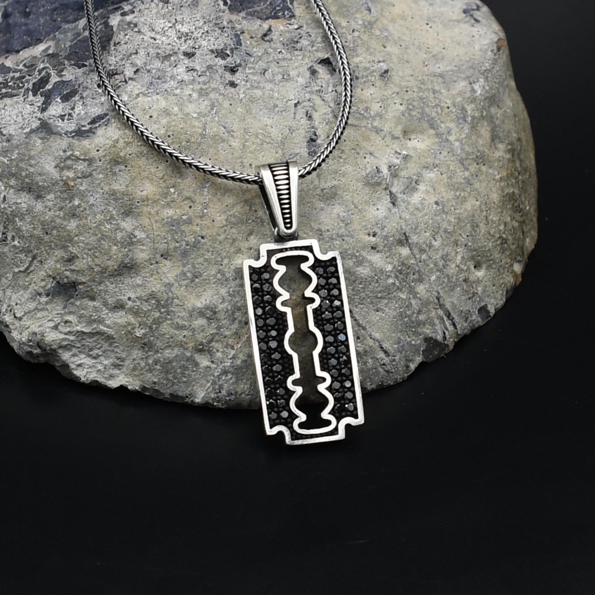 Razor Blade Necklace, Razor Blade Necklace, Blade Design,925 Sterling ...