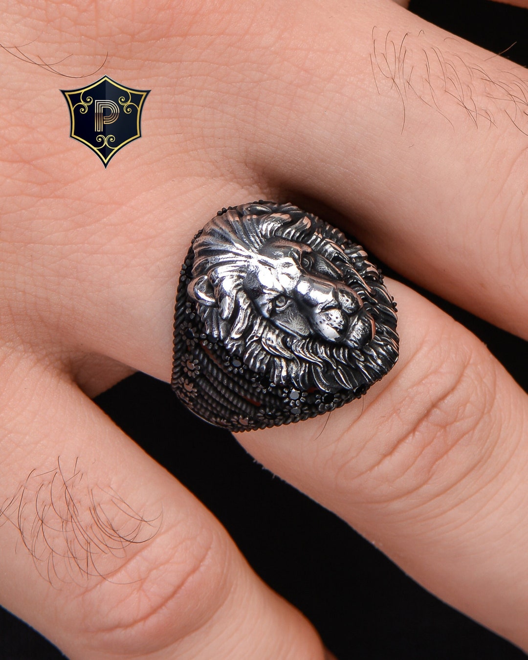 Lion Mens Ring, 925k Sterling Silver Ring, Mens Handmade Ring, Animal ...