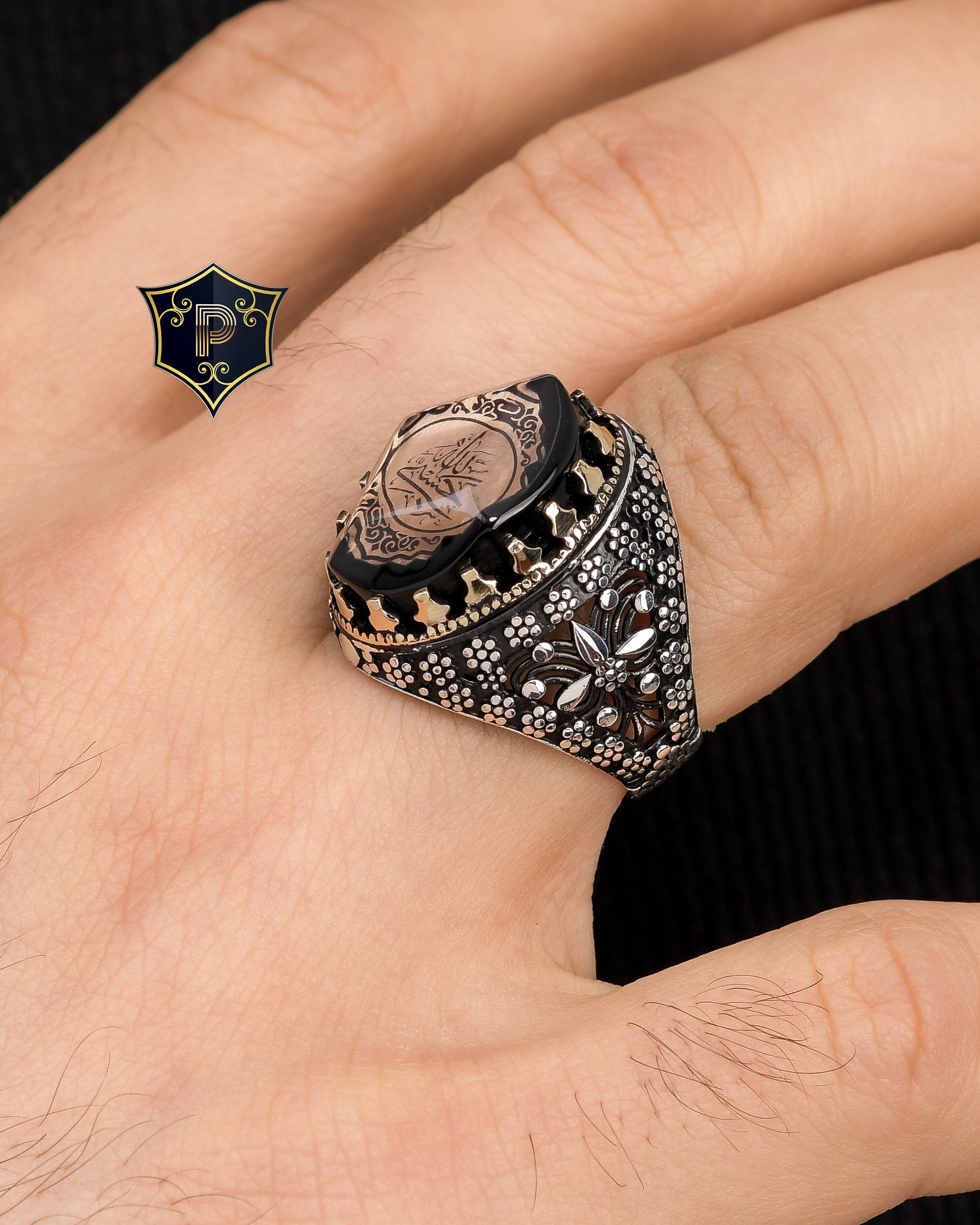 Hasbiyallah Engraved Silver Ring, 925 Sterling Silver, İslamic
