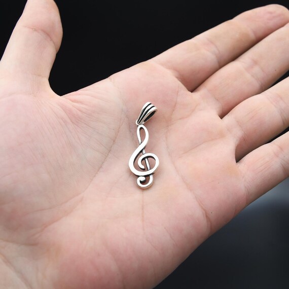 ト音記号シルバーペンダント、925スターリングシルバーネックレス