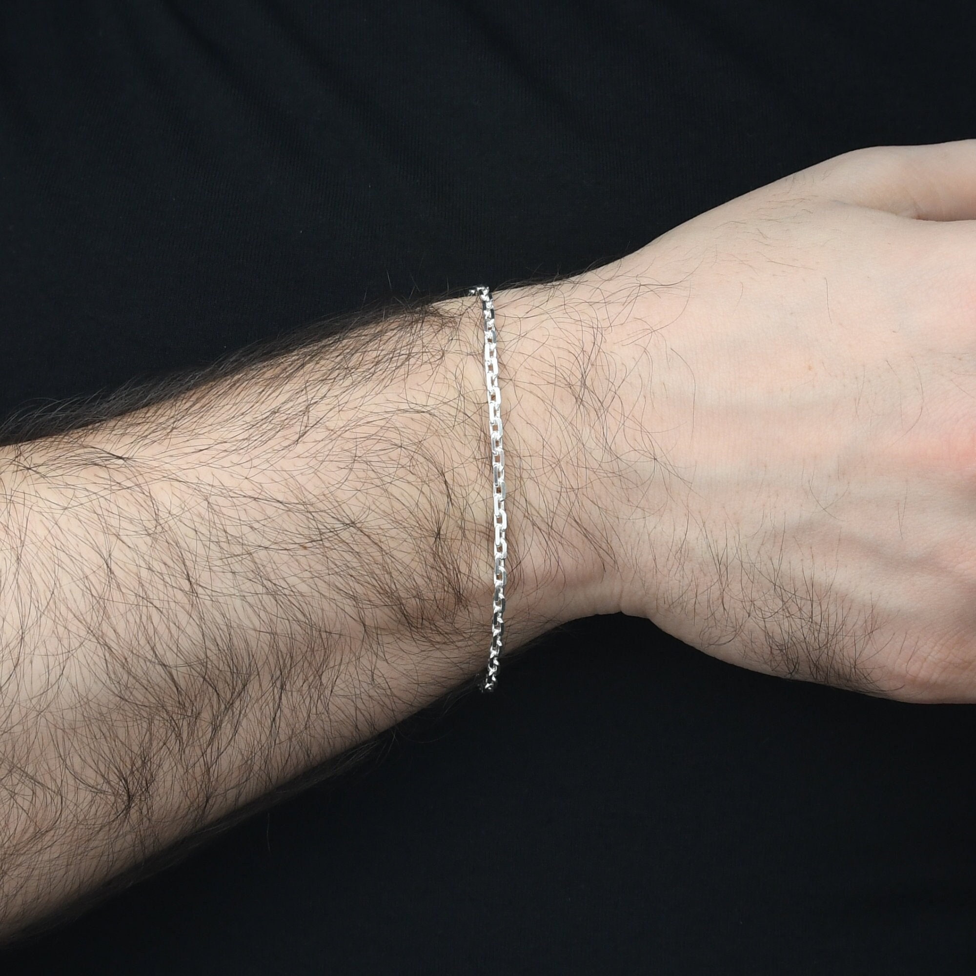 OVY Silver Anchor Chain Bracelet サイズ:M 5MM Anchor Link Chain Bracelet, 925 Sterling Silver