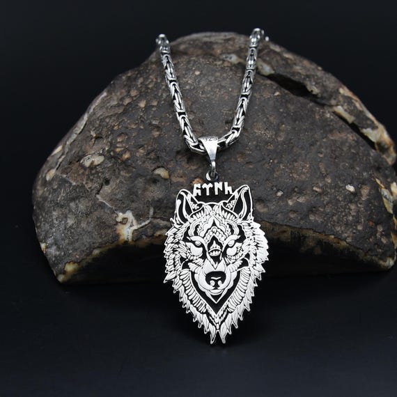 動物愛好家ネックレス、ワイルドウルフシルバーネックレス、925