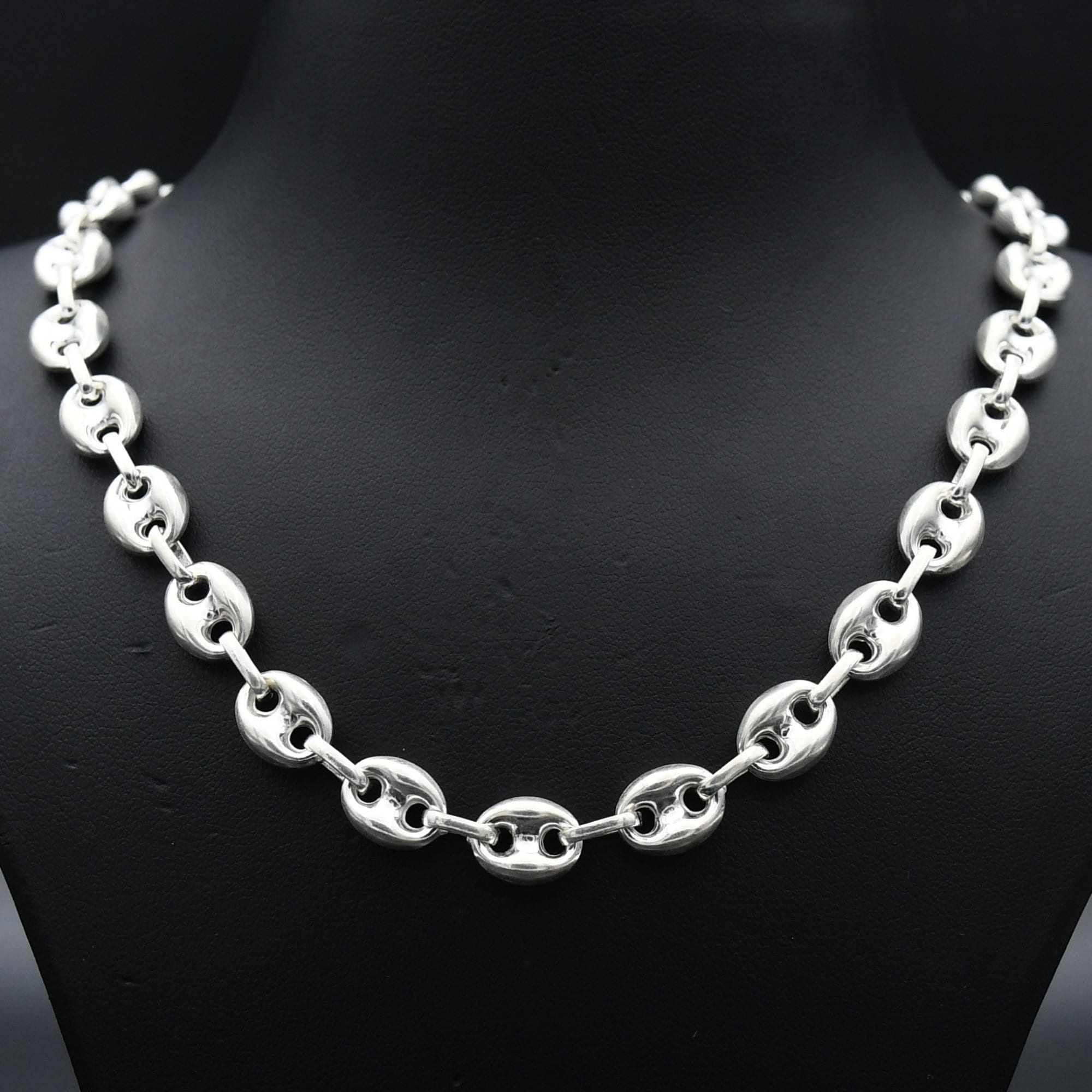 8 MM Coffee Bean Chain Silver Necklace 925 Sterling Silver - Etsy Canada
