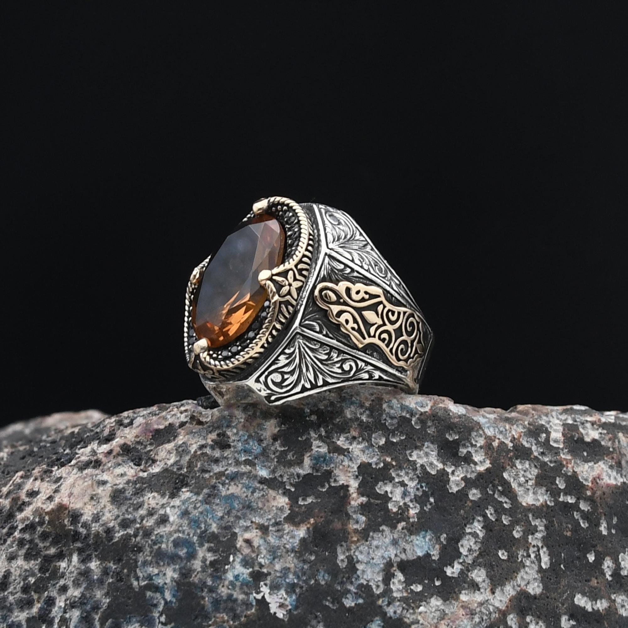 Bague Ancienne Alliance Taille 62 – Pierre Foncée – Véritable Bijou De Caractère