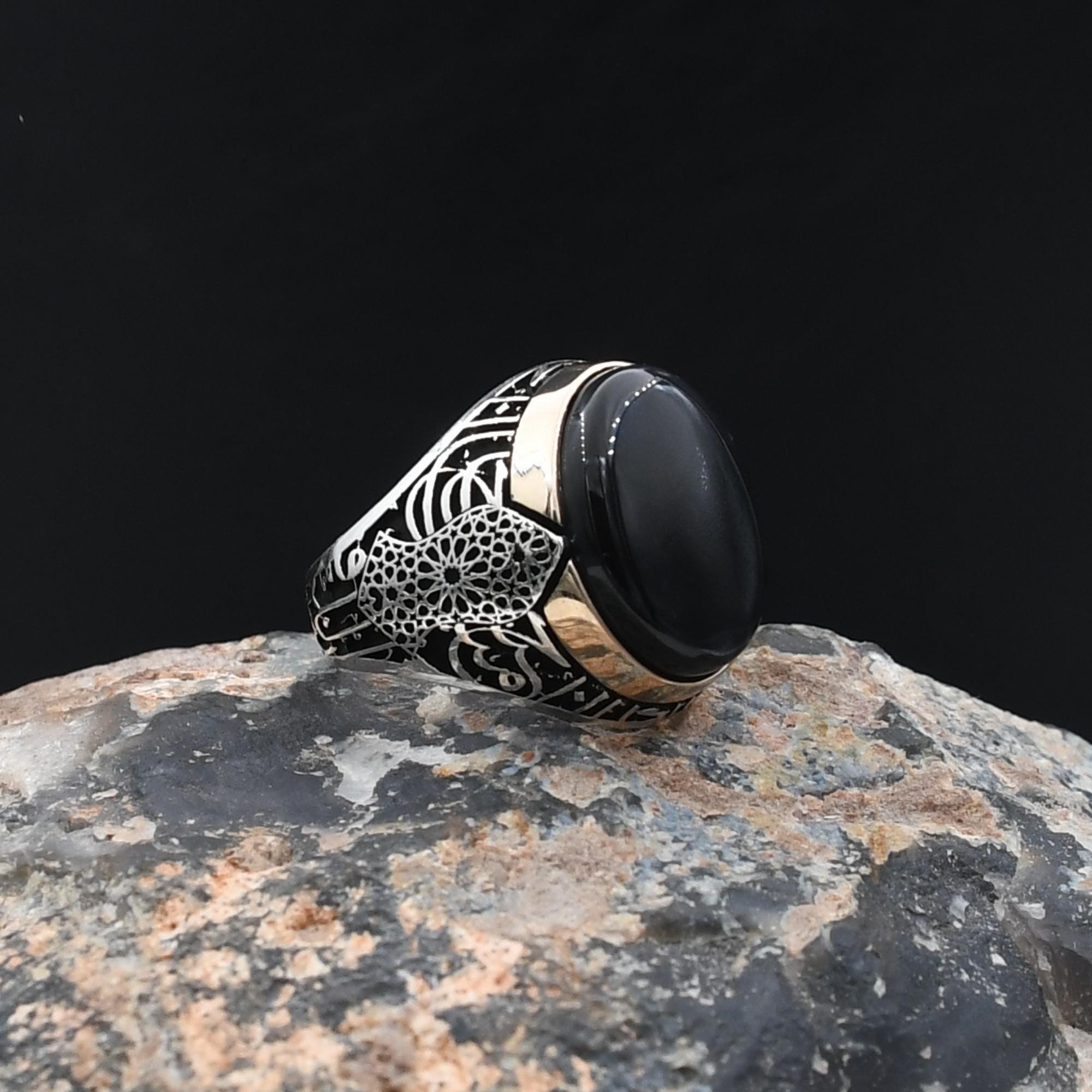 Black Onyx Silver Ring, Handmade Gemstone Ring, 925 Sterling