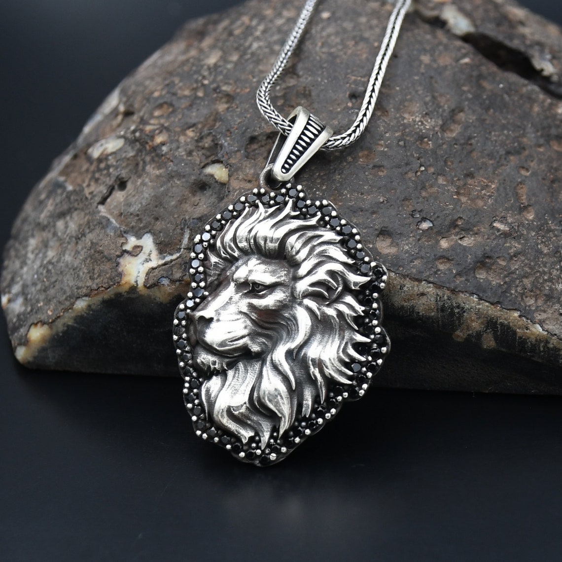 NVM FRNCH Lion Figure Silver Color Men's Necklace FRJ30434-534-A - Manchester main image 0