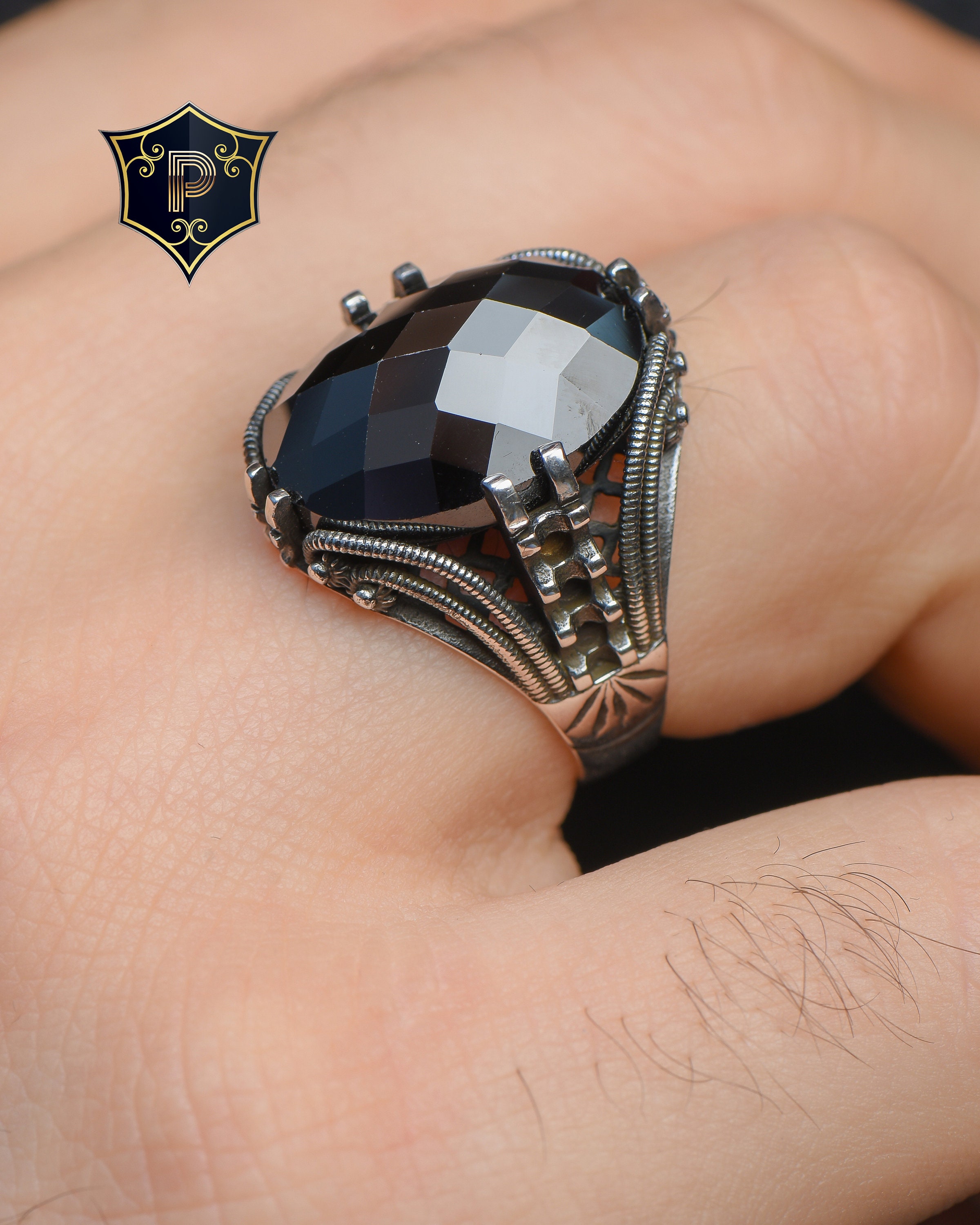 Anelli Magnetici Da Pollice Regolabili - 2 Pezzi In Argento E Nero, Stile Moderno