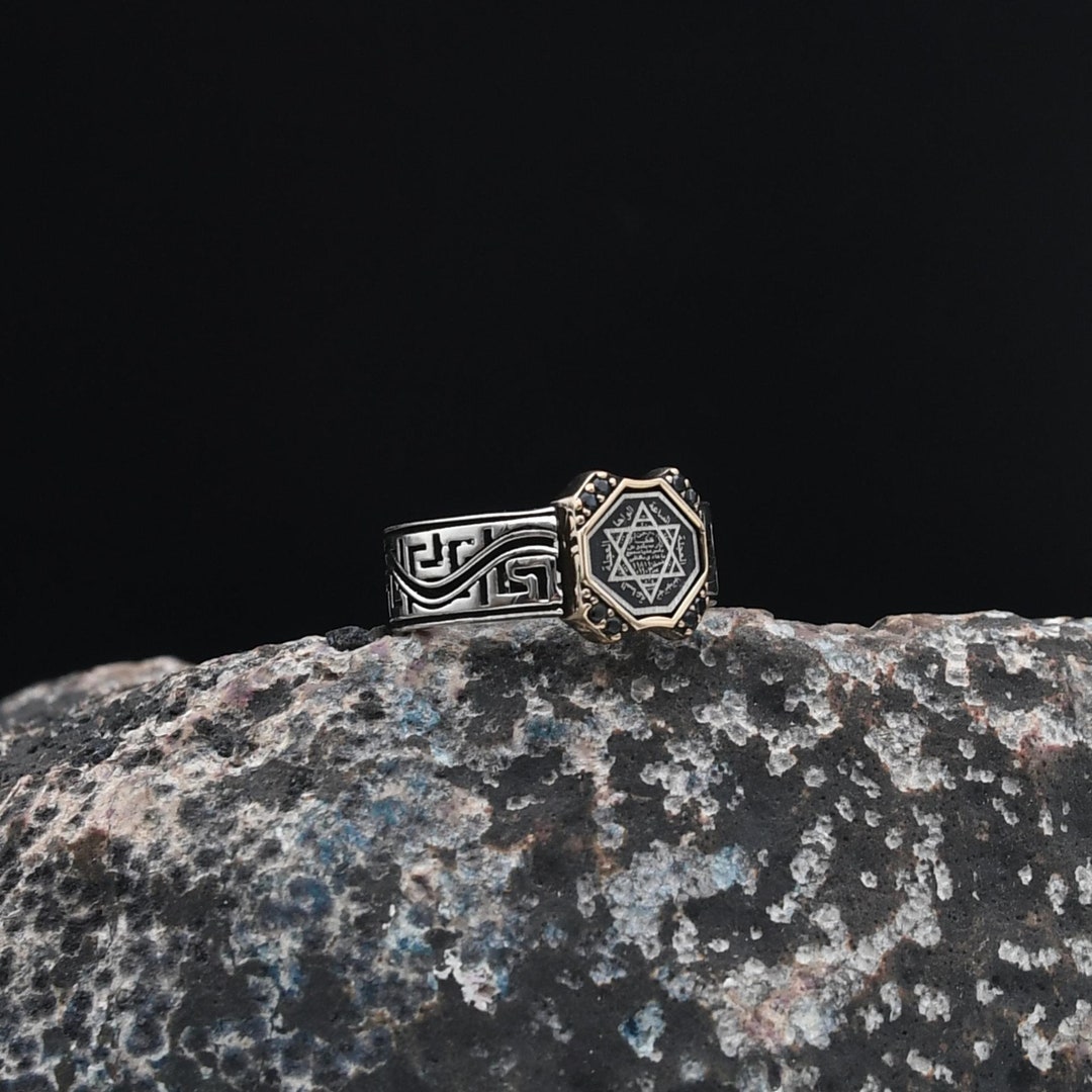 Solomon's Seal Ring, Religious Ring, Star of David Engraved Ring, 925 ...