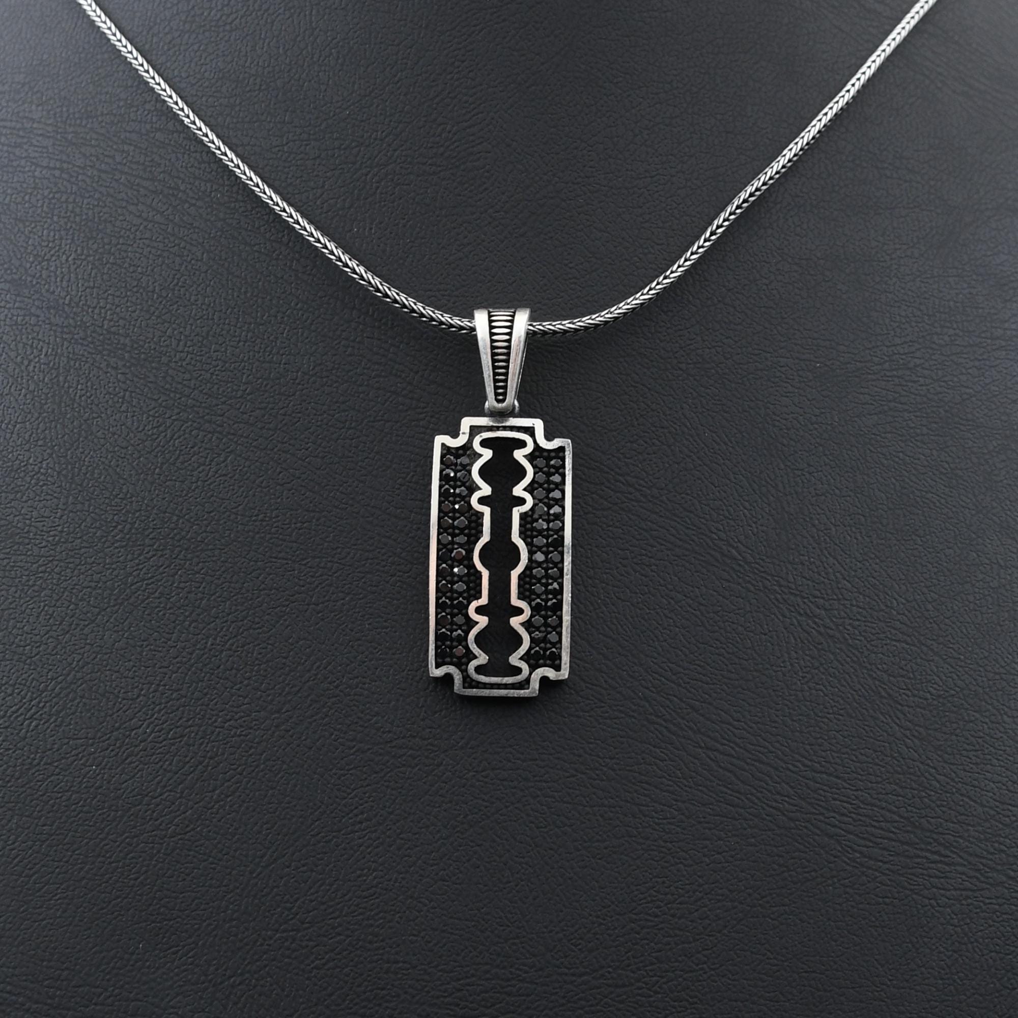 Razor Blade Necklace, Razor Blade Necklace, Blade Design,925 Sterling ...