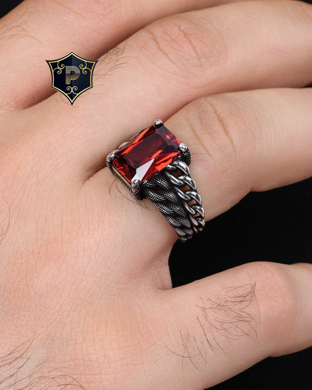 Byzantine Chain Design Ring Turkish Silver Ring Men's Etsy