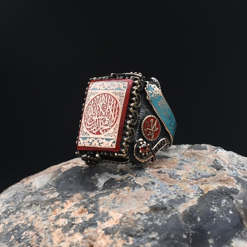 Seal of Prophet Muhammad, İslamic Silver Ring, Rings for Muslim, Amber ...