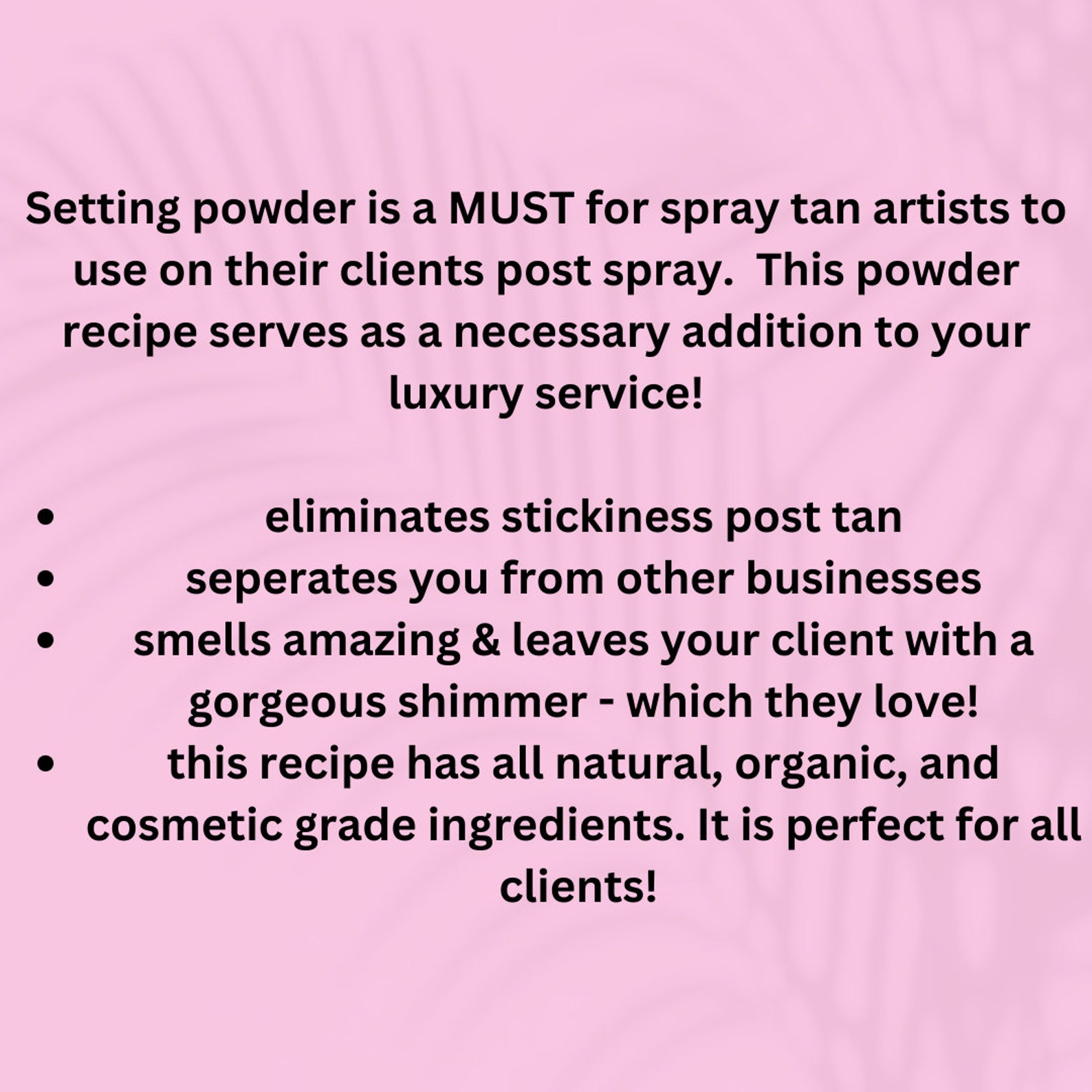 Spray Tan Setting Powder Recipe, Spray Tan Powder, Spray Tan Drying ...