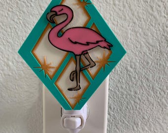 Flamingo & Starburst Mid-Century Modern Night Light - 3D printed