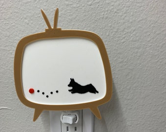Mid-Century Modern MCM Television Corgi Night Light