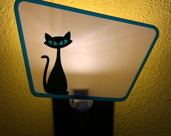 Mid-Century Modern Inspired Black Cat Night Light