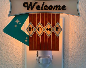 Mid-Century Modern - Welcome Home - Retro Motel Sign Night Light - 3D Printed