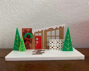 MCM Mid-Century Modern Holiday Snow Scene Putz House - 3D Printed