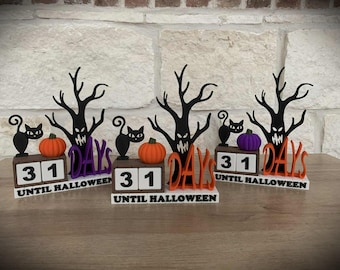 Countdown to Halloween - Black Cat and Pumpkins - 3D Printed - PA1 Design