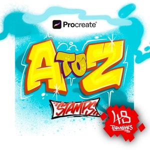 Paquete de letras de graffiti para Procreate / Pinceles en aerosol realistas / DESCARGA INSTANTÁNEA / Letras para Procreate / Pincel marcador cincel