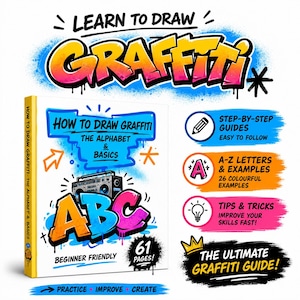 Apprendre à dessiner des graffitis : Guide étape par étape pour débutants (PDF) - Tutoriel graffiti - Fiches d'exercices à imprimer