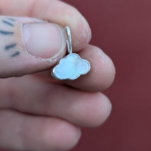 Dainty Pearl Cloud Pendant, Silver Celestial Necklace