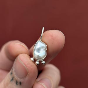 Pearl Necklace: Wonky Mother of Pearl Pendant, Recycled Sterling Silver, Unique Dainty Dotty Design