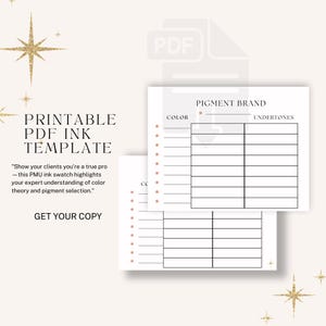 PMU Color Ink Swatch Chart: Pigment Guide & Shade Reference (PDF Template)