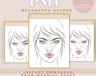 Eyebrow Mapping Template | PMU Reference Guide | Printable Microblading Practice Sheets | Permanent Makeup Training Download