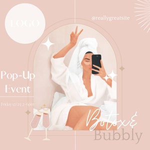 Botox Party Instagram Template: Neutral Classy Design (Canva/Photoshop)