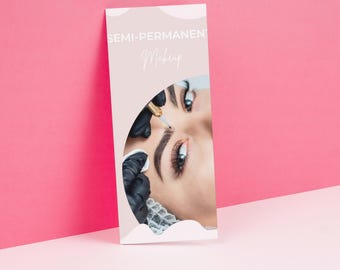 Plantilla de folleto de PMU: Marketing de negocios de belleza editable (descarga de Canva)