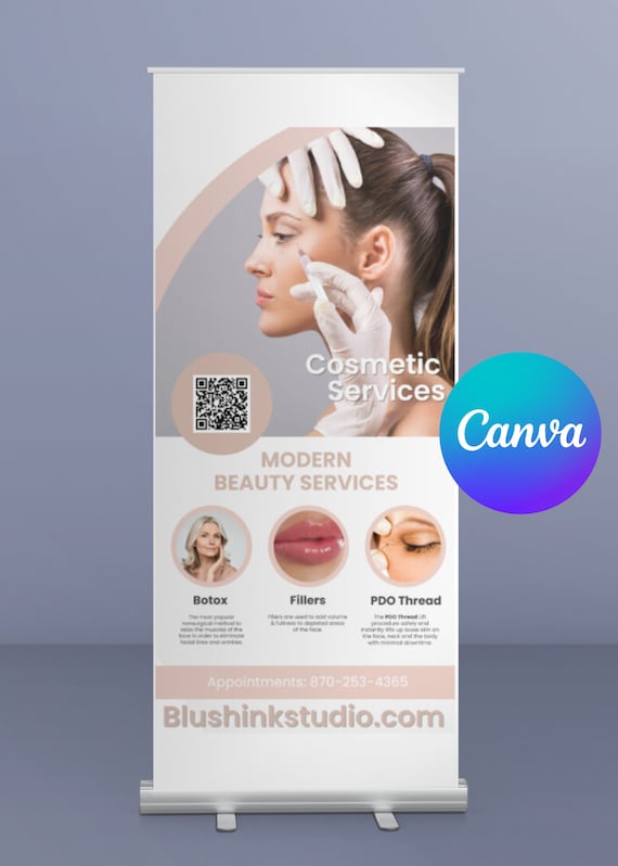 Medical Spa Banner: Botox & Cosmetic Services Decor (36x72 in)